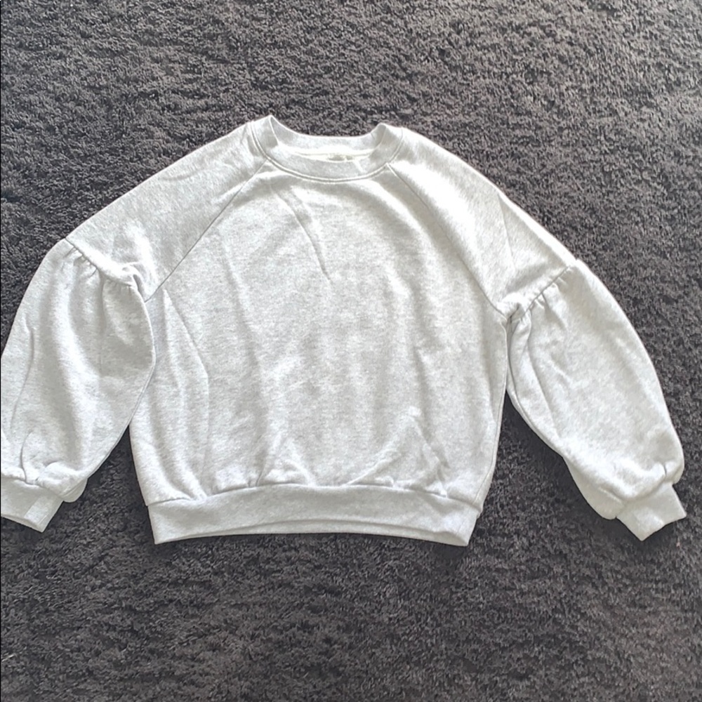 Aerie Light Grey Puff Sleeve Sweatshirt